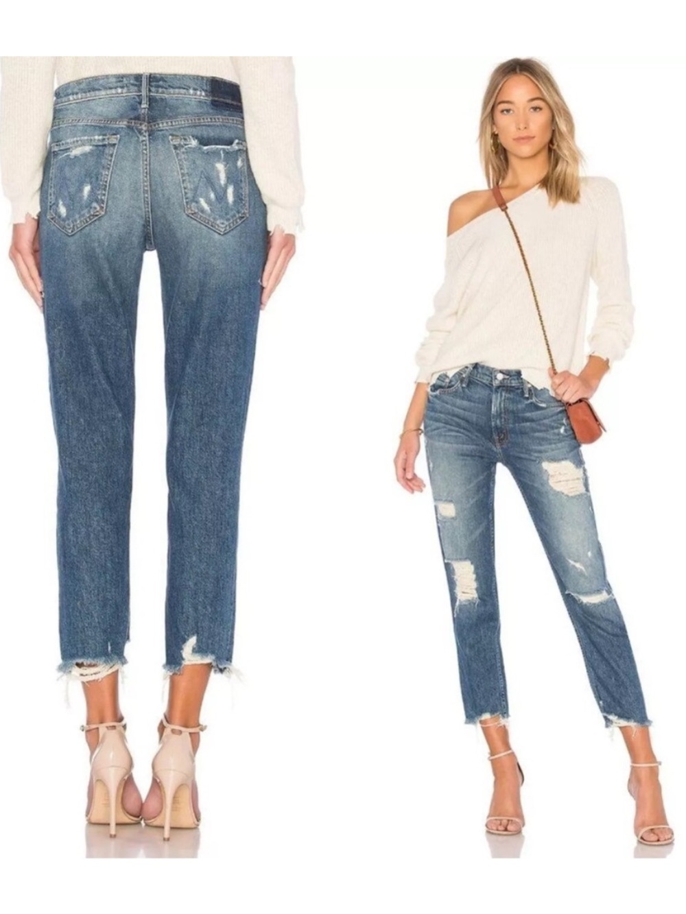 MOTHER Superior The Sinner Jeans Ice Cream You Scream Distressed Raw Hem 27